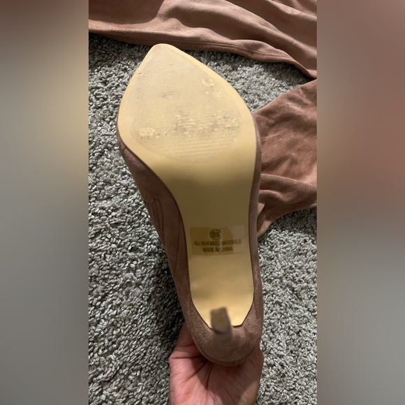 Liliana pink or mauve faux suede thigh high boots - Picture 5 of 8